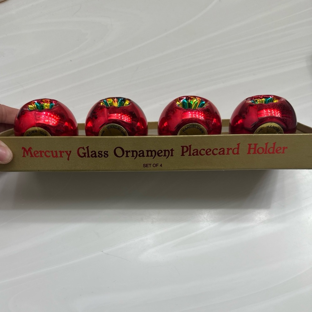 Vintage Mercury Glass Ornament Place card Holders Christmas 56